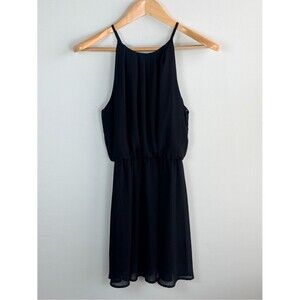 DNA Couture Black Chiffon Blouson Dress Small